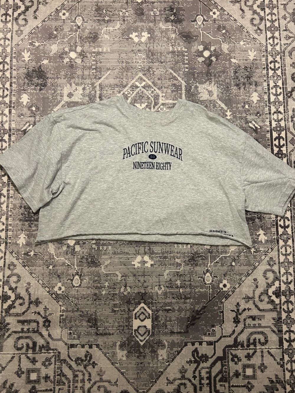 PacSun Light Gray 'Pacific Sunwear' Cropped Tee